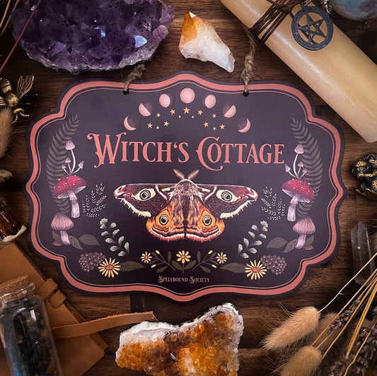 Witch's Cottage Dark Moth Wall Hanging Sign